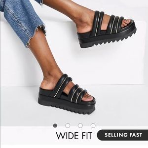 ASOS Thea Padded Flatform mules, WIDE FIT, Size 8